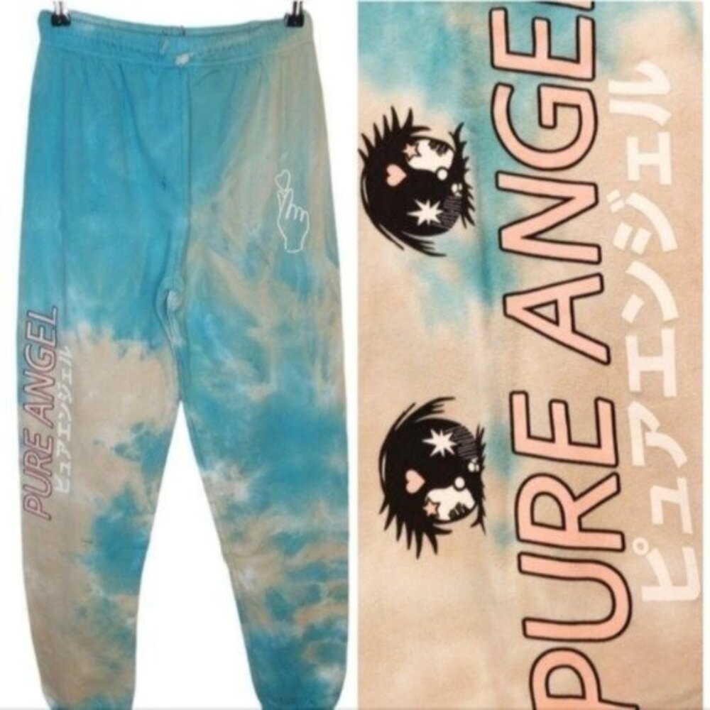 BSR By Samii Ryan Tie Dye Pure Angel Print Joggers Blue Size Medium